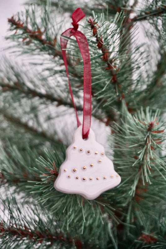 Decoración navidad árbol blanco y oro