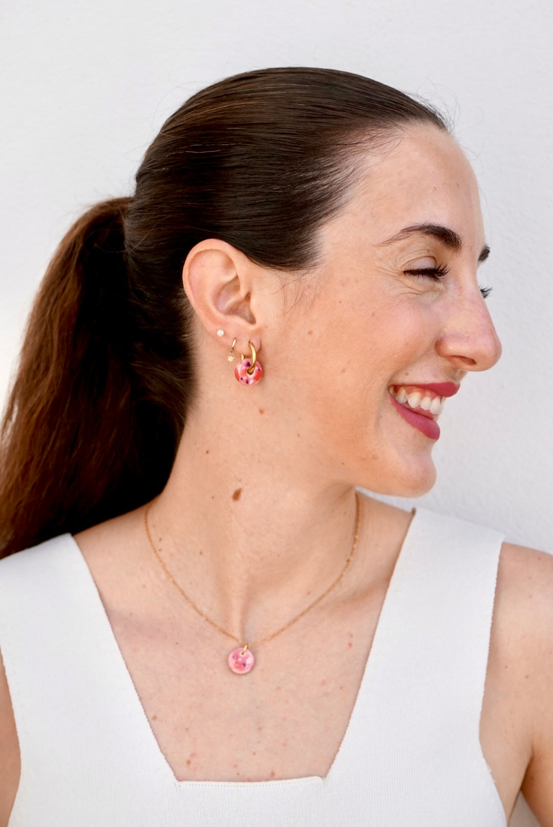 Boucles d'oreilles roses Minorque